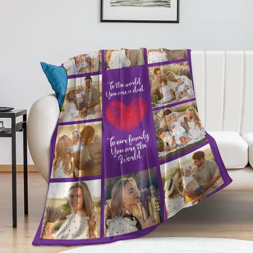 Miniatura 5 de Manta personalizada para el Día del Padre, regalo de hija, hijo, esposa, manta con imagen personalizada para papá, manta con imagen personalizada