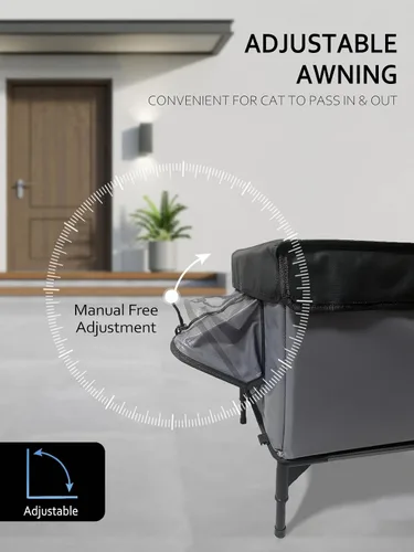 Miniatura 4 de Casa Calentada para Gatos de Exterior Aislada en Invierno, Súper Grande, Completamente Impermeable, Toldo Ajustable, Puerta de Escape, Refugio