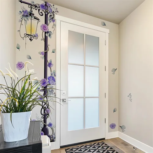 Miniatura 5 de Streetlight - Adhesivo de pared grande de 37.8 x 78.7 pulgadas, diseño floral de sacinora Streetlight, vinilo extraíble para sala de estar