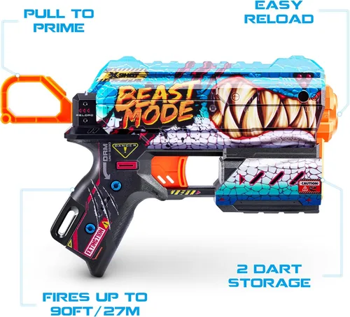 Miniatura 3 de XSHOT Skins Flux Blaster con 16 dardos – Beast Out Skin (paquete de 2) por ZURU, fácil recarga, tecnología de dardos de bolsillo de aire, pistola