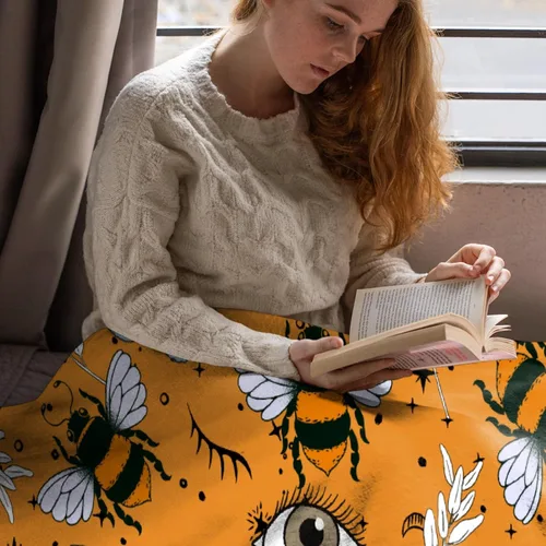 Miniatura 7 de Manta de otoño de flores y ojos de abeja, regalo para sábana ligera y cómoda, manta de franela súper suave, decoración perfecta para el hogar