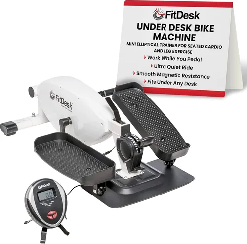 FitDesk Under Desk Bike Exercise Machine, Compact Magnetic Pedal Exerciser, Mini Elliptical, Quiet Seated Cardio Trainer for Home Office Workouts,
