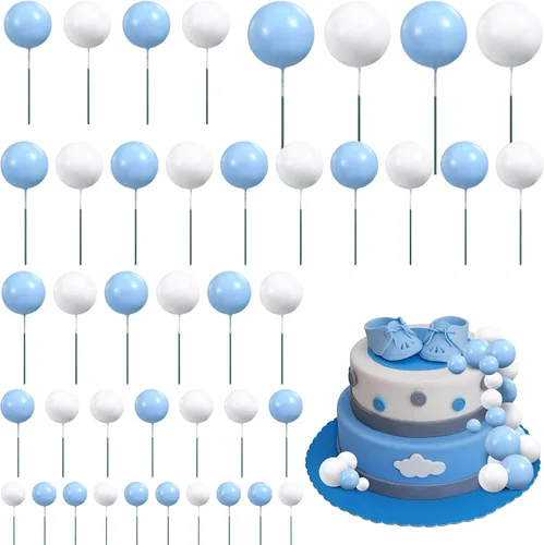 66 piezas de decoración de pastel de bola, mini palitos de globo, palitos de bricolaje, bolas de espuma para graduación, boda, fiesta, suministros