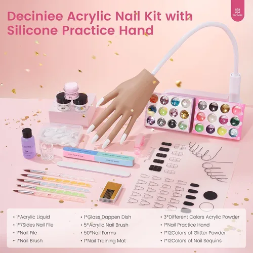 Miniatura 2 de Mano de práctica para uñas acrílicas Kit: Mano de silicona para práctica de uñas con kit de uñas para principiantes - Mano falsa flexible