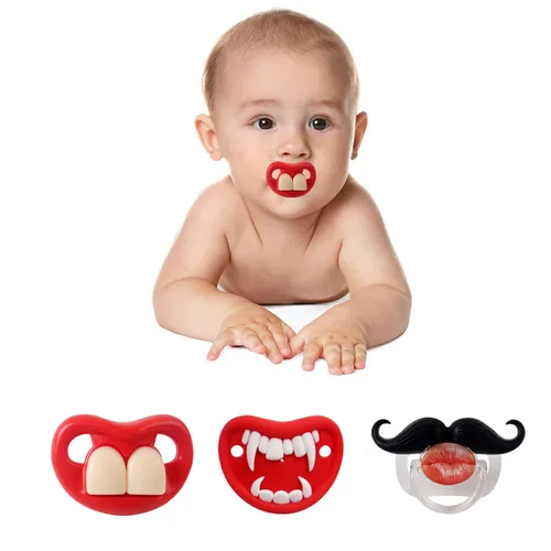 ROBBEAR Chupete divertido para bebé, lindo bigote Binkies, dientes grandes falsos Binky Bucktooth, chupetes de Halloween para bebés de 0 a 36 meses,