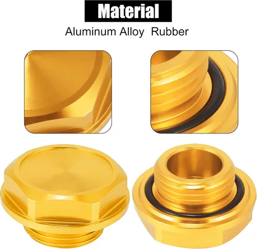Miniatura 4 de X AUTOHAUX Tapa de Tapón de Llenado de Aceite del Motor de Aleación de Aluminio Tono Dorado Cubierta para Toyota TRD Highlander RAV4 Yaris Camry Reiz
