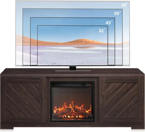 Miniatura 6 de BELLEZE Hilo 58" puerta de granero TV consola para televisores de hasta 65" Espresso