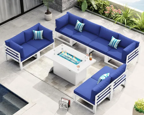 Miniatura 79 de NICESOUL - Juego de 10 muebles de patio extra grandes de aluminio moderno, sofá para exteriores con asiento de 29" de profundidad y ancho, 500 lbs
