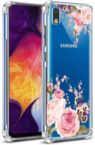 Miniatura 10 de Funda para Galaxy A10E, funda para teléfono Galaxy A10E con flores, delgada a prueba de golpes, patrón floral transparente, suave, flexible, TPU
