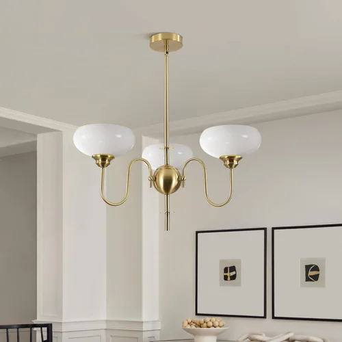 Miniatura 3 de BOKT Candelabro Francés de Oro y Blanco Moderno de 3 Luces para Comedor Sobre Mesa Candelabros Vintage para Vestíbulo Ajustables