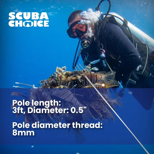 Miniatura 7 de Scuba Choice Spearfishing - Eslinga hawaiana de poste de aluminio de 3 pies con punta de arpón de 3 puntas