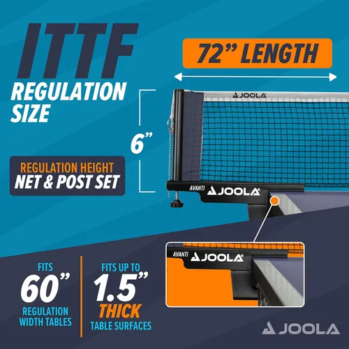 Miniatura 5 de JOOLA Premium Avanti Table Tennis Net and Post Set - Portable and Easy Setup Ping Pong Screw On Clamp Net Blanco y negro