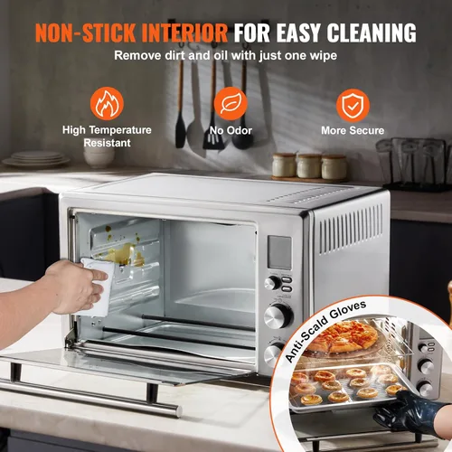 Miniatura 6 de VEVOR Horno tostador con freidora de aire, 28L/29.6 cuartos de galón, gran capacidad, horno de convección funcional 13 en 1, horno tostador de 2