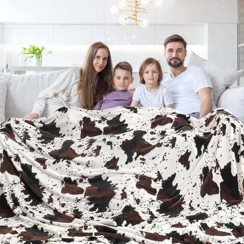 Miniatura 12 de Edenleaf Manta con estampado de vaca, manta de vaca ultra acogedora para sofá, cama y viajes, manta decorativa con estampado de vaca para todas