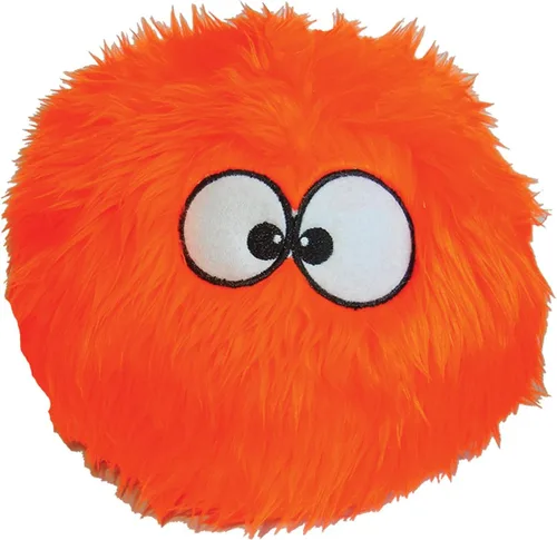Miniatura 20 de goDog Furballz - Bola de peluche chirriante para perro, tecnología Chew Guard, color arcoíris genial, grande Furballz (arco iris fresco)