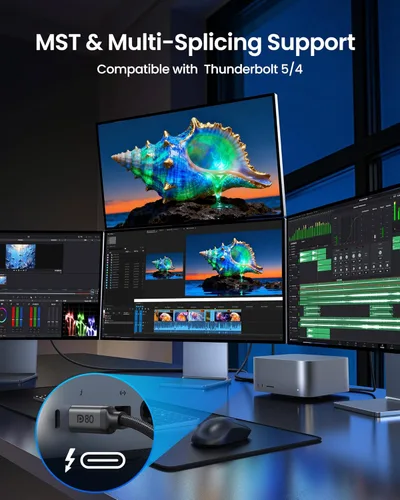 Miniatura 7 de Silkland Cable USB C a DisplayPort 2.1 de 80 Gbps [16K @60Hz, 8K @240Hz, 4K @540Hz], cable unidireccional Thunderbolt 5/4 a DisplayPort, USBC a DP