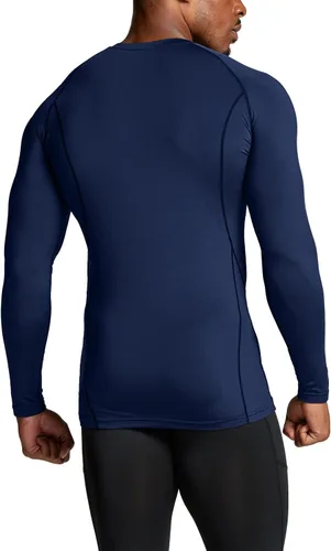 Miniatura 3 de TSLA - Camiseas térmicas de compresión de manga larga con cuello en V para hombre, ideales para usar como capa base para hacer ejercicio, correr