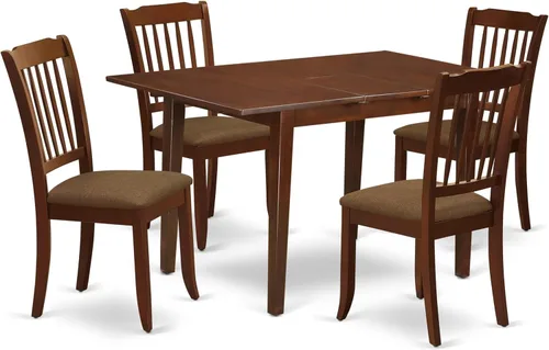 Miniatura 8 de East West Furniture NODA3-LWH-W - Juego de mesa de cocina de 3 piezas para espacios pequeños contiene una mesa de comedor rectangular con hoja