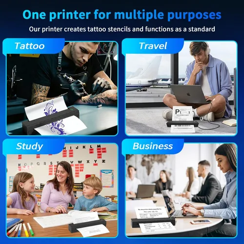 Miniatura 9 de Impresora de plantillas de tatuajes, máquina térmica Bluetooth para tatuajes, D80 impresoras portátiles para tatuajes con 10 piezas de papel