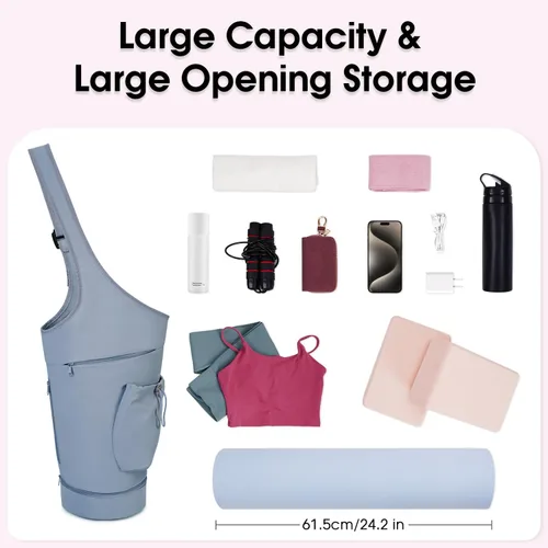 Miniatura 5 de Bolsa para esterilla de yoga sportsnew, bolsa de transporte larga con abertura grande, con bolsillo impermeable para artículos mojados y bolsillo