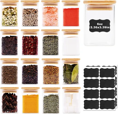 Miniatura 10 de SHOWIN Tarros de almacenamiento de pasta de vidrio de 73 onzas, tarros altos de vidrio con tapas de bambú, contenedor de espagueti, juego de 3
