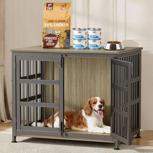 Miniatura 11 de Mueble Jaula para Perros de 46'' Jaula para Perros de Raza Grande Jaulas para Perros de Interior Jaulas para Perros de Madera Mesa Auxiliar Jaula