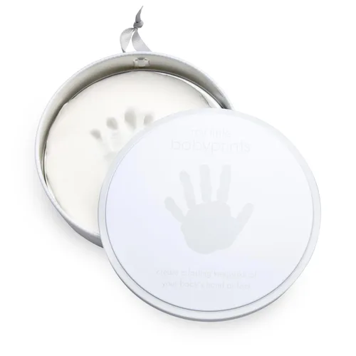 Pearhead My Little Prints - Kit de lata de recuerdo para bebé, niña o niño, género neutro, impresión de huellas de manos para bebé, color gris