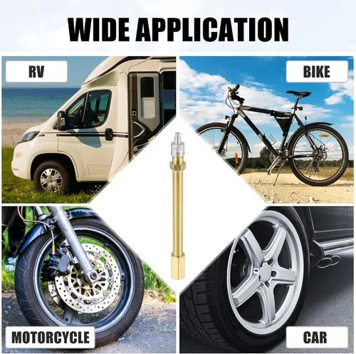 Miniatura 2 de X AUTOHAUX Adaptador de extensión de válvula de neumático automático de latón de 1.969 in/1.97 pulgadas de largo, extensor de vástago de neumático