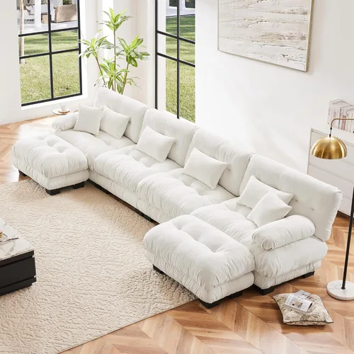 Miniatura 42 de Otomana beige para sofá modular modular, sofá individual, asiento otomano para sofá modular convertible, sofás de terciopelo para sala de estar