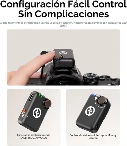 Miniatura 7 de Micrófono inalámbrico Hollyland Lark M2S Combo (RX de cámara + RX USB-C + cable Lightning) para iPhone/cámara/Android/PC, clip de titanio