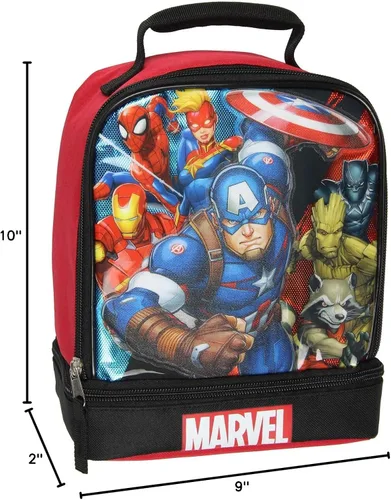 Miniatura 6 de Bioworld Marvel Universe Comics Avengers Capitán América - Lonchera aislada con doble compartimento de 10 pulgadas