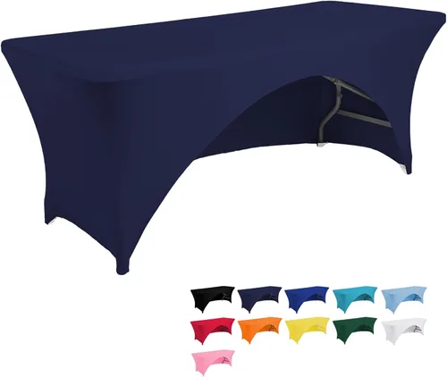 Miniatura 9 de Jeloris Mantel rectangular de elastano con parte trasera abierta (5 pies, negro) ajustado, lavable, sin arrugas, elástico y elástico para mesa