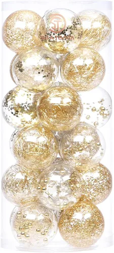 Miniatura 31 de Sea Team Juego de bolas de Navidad de plástico transparente inastillables, bolas decorativas de varios tamaños con relleno delicadas decoraciones