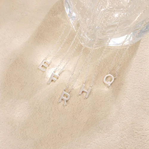 Miniatura 7 de Collares con iniciales para mujer, delicado collar de letra plateada con nombre personalizado con monograma, collar simple y lindo con inicial