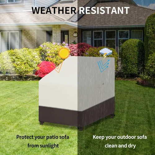 Miniatura 7 de Easy-Going Funda para silla de patio, resistente a los rayos UV, bicolor, impermeable, para muebles de exterior, con dobladillo reflectante