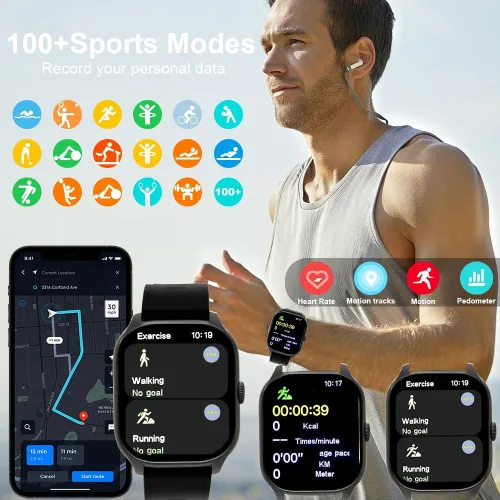 Miniatura 6 de Reloj inteligente (respuesta/hacer llamadas), relojes inteligentes de 2.02 pulgadas para hombres y mujeres, más de 110 modos deportivos, reloj