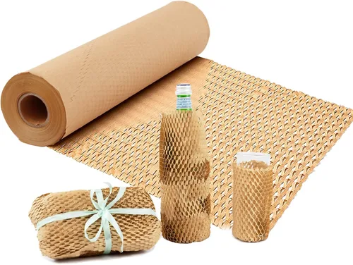 Miniatura 11 de Rollo de papel de embalaje de panal de abeja de 12 pulgadas x 295 pies con calcomanías frágiles, envoltura acolchada biodegradable para mudanza