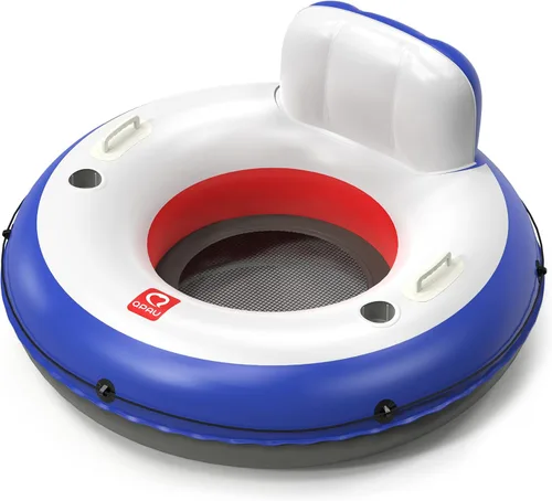 Miniatura 2 de QPAU Tubo inflable para río, 0.016 in de grosor, resistente a pinchazos, flotador de río resistente, balsa de río con respaldo ergonómico, parte