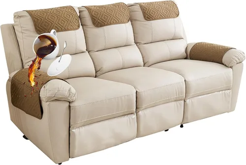 Miniatura 31 de Funda para Reposabrazos de Sofá, Funda para Reposacabezas de Silla Reclinable, Funda de Sillón con Bolsillos, Protector de Muebles Acolchado Beige