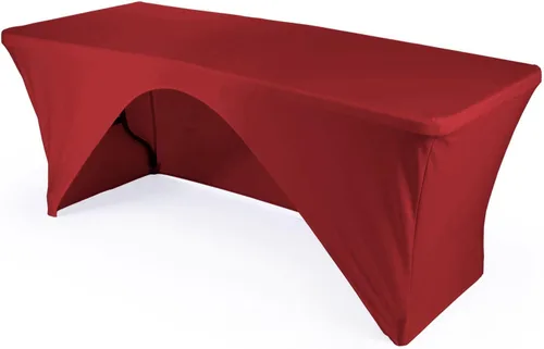 Miniatura 7 de LA Linen Mantel de elastano con respaldo abierto para mesa rectangular de 6 pies, 72 x 30 x 30 pulgadas, color negro