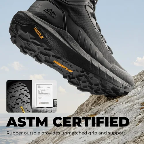 Miniatura 4 de NORTIV 8 Suela acolchada táctica ligera para hombre, para el trabajo, todo el día, cremallera lateral, motocicleta, combate, militar, bota