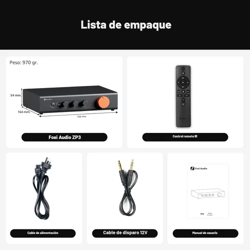 Miniatura 8 de Fosi Audio ZP3 Preamplificador Balanceado para Audio Doméstico, 2 Entradas RCA y 1 XLR, Salidas RCA/XLR y Sub-Out, Preamplificador para Estéreo de 2
