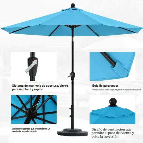 Miniatura 6 de ABCCANOPY Sombrilla de patio al aire libre de 7.5 pies, sombrilla de mesa con protección UV con manivela para una fácil instalación, adecuada