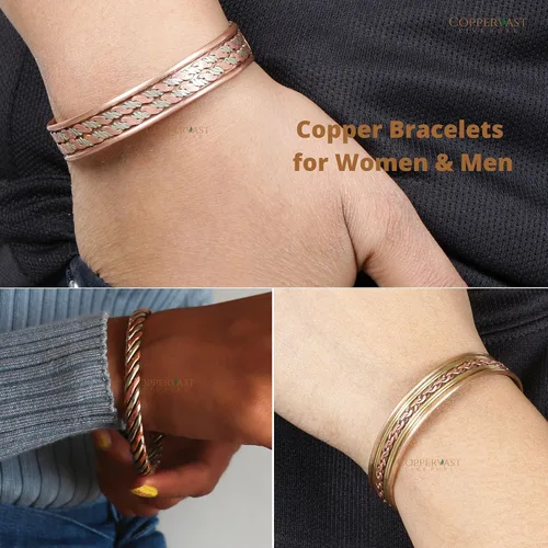 Miniatura 17 de Pulseras de cobre para hombres y mujeres Juego de 3 con caja de regalo Hecho a mano 100% cobre Regalo para mujeres y hombres