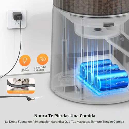 Miniatura 5 de PETULTRA Comedero automático para gatos: dispensador de alimentos para gatos con temporizador de 4 litros, programable de 1 a 6 comidas para gatos