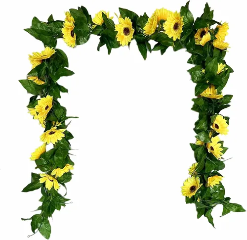 Miniatura 13 de UKELER Girasoles artificiales amarillos de 23 pulgadas de altura, flores falsas hechas a mano con tallos de girasoles para decoración de bodas