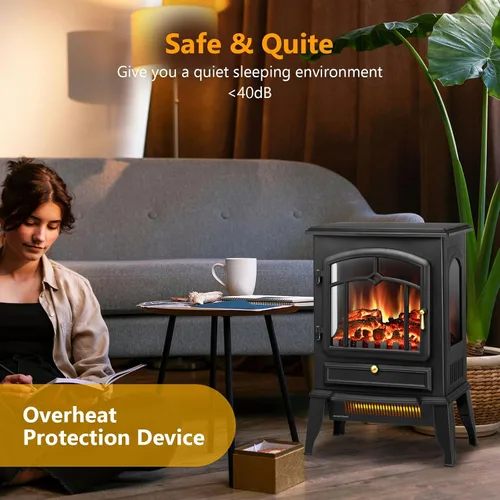 Miniatura 4 de Xbeauty Estufa Eléctrica de Chimenea de Interior de 22", Calentador de Chimenea Independiente con Brillo de Llama 3D Ajustable, Control
