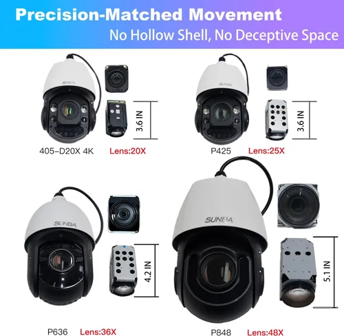 Miniatura 5 de SUNBA Cámara PTZ de alta velocidad 4K 8MP para exteriores, domo de seguridad IP PoE+, zoom óptico 20X, audio de 2 vías y ranura para tarjeta TF