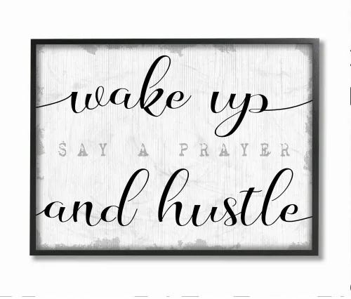 Miniatura 8 de Stupell Industries Placa de pared con frase "Wake Up Pray and Hustle", diseñada por Daphne Polselli Art, 10 x 15 pulgadas