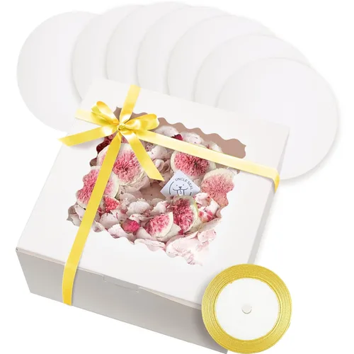 Miniatura 12 de qiqee 10x10x5 Caja para pasteles, 18 juegos de cajas para pasteles negras con ventana y 18 juegos de bases redondas negras de 10 pulgadas